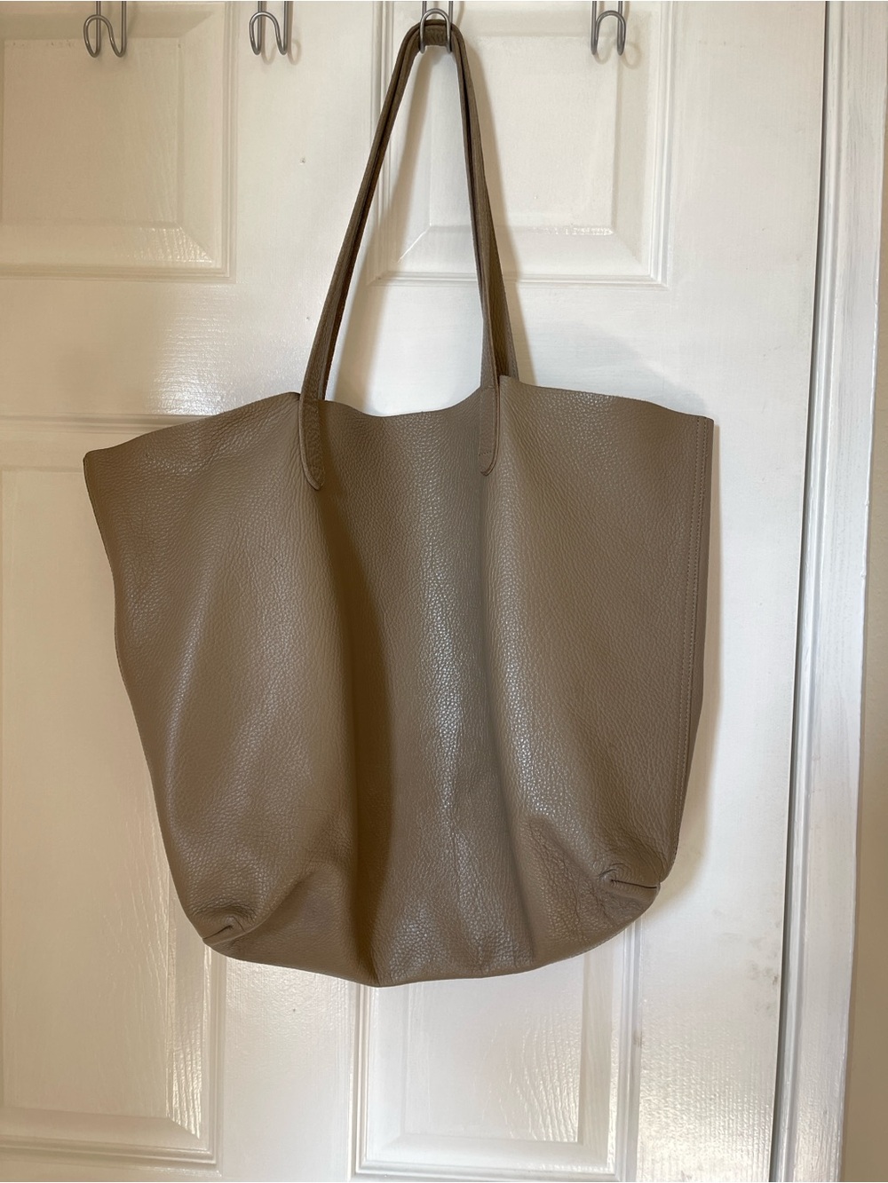 Cuyana Taupe Leather Tote